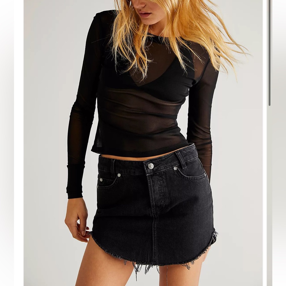 free people Sky High Mini Denim Skirt